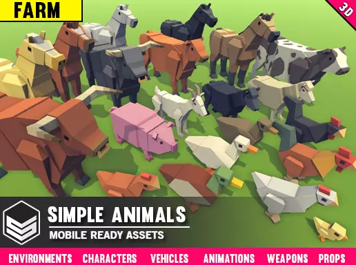 Simple Farm Animals - Cartoon Assets v1.0