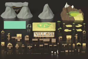 Low Poly Pirate Fisherman Village 3D Asset Pack