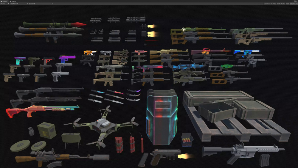 Modern Low poly Guns And Weapons v1.0